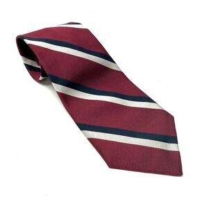 Ferrell Reed Men's Burgundy White Navy Stripe Silk Tie Made in America